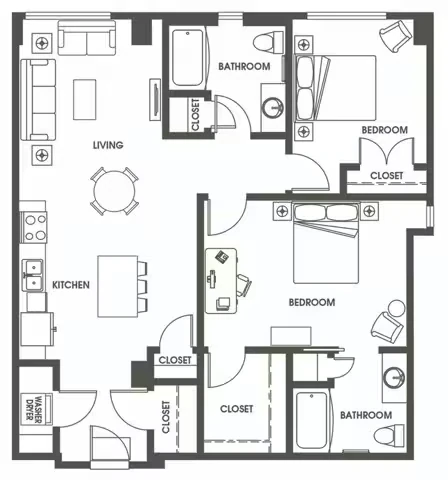 Two Bedroom Two Bath B12 406 floor plan